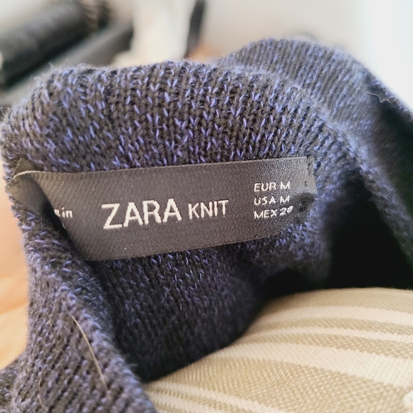 Zara knitted short sleeve blouse navy blue - Picture 6 of 8